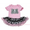 Halloween Light Pink Baby Bodysuit Black Crown Skeleton Pettiskirt & Skeleton Rib Print JS4760